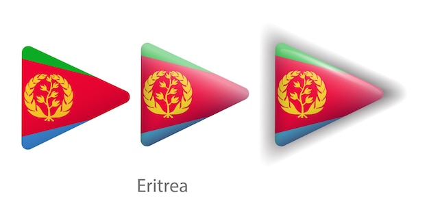 Iconos vectoriales de la bandera de Eritrea en forma de triángulo redondeado
