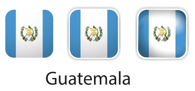 Iconos vectoriales de la bandera de Guatemala en forma de cuadrado redondeado