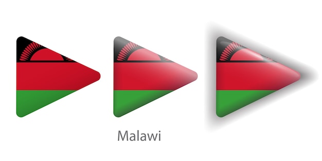 Iconos vectoriales de la bandera de Malawi en forma de triángulo redondeado
