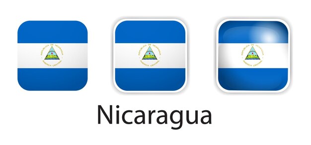 Iconos vectoriales de la bandera de Nicaragua en forma de cuadrado redondeado