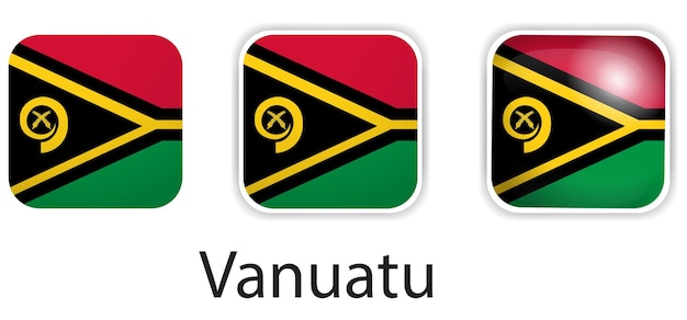 Iconos vectoriales de la bandera de Vanuatu en forma de cuadrado redondeado