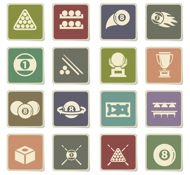 iconos vectoriales de billar para el diseño de la interfaz de usuario