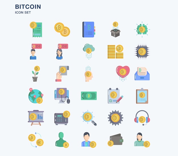 Iconos vectoriales de bitcoin y criptomonedas