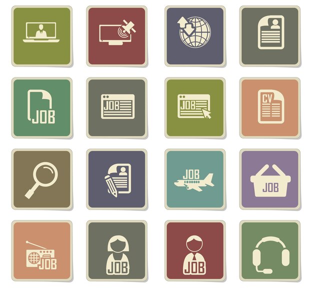 Iconos vectoriales de búsqueda de empleo para el diseño de la interfaz de usuario