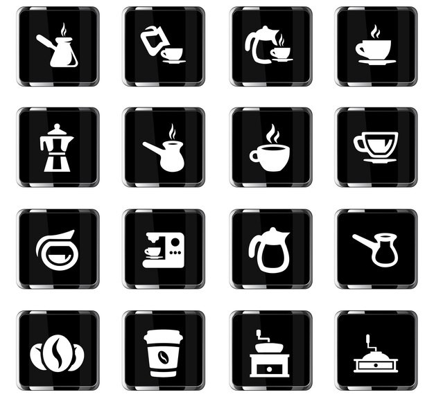 Iconos vectoriales de café para el diseño de la interfaz de usuario