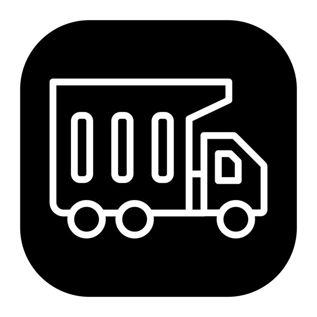 Iconos vectoriales de camiones de descarga