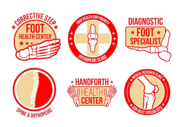 Iconos vectoriales para centro de salud de ortopedia