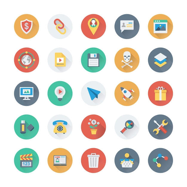 Iconos vectoriales de color para el marketing digital
