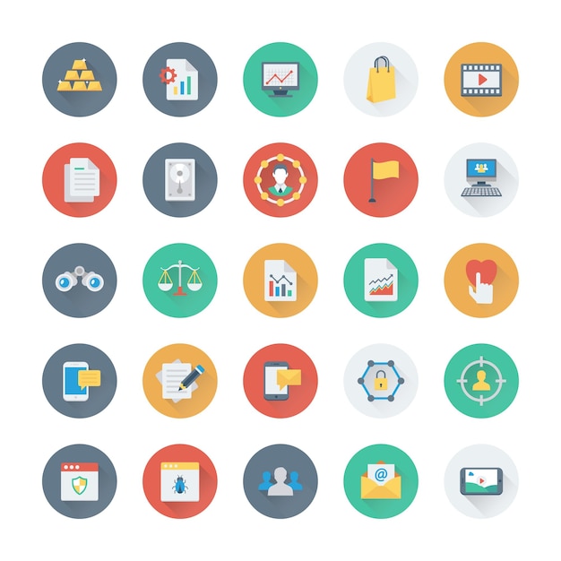 Iconos vectoriales de color para el marketing digital