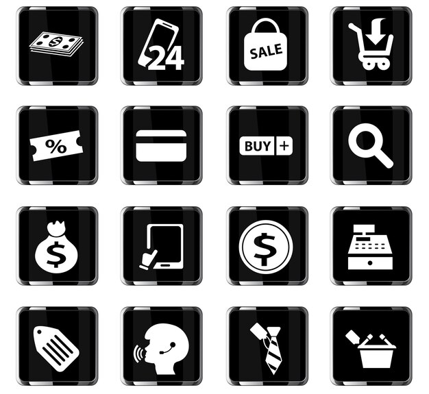 Iconos vectoriales de comercio electrónico para el diseño de la interfaz de usuario