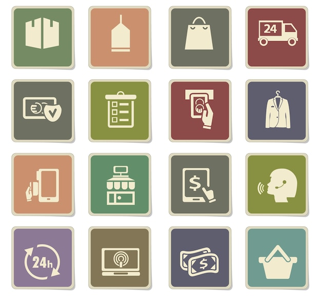 Iconos vectoriales de comercio electrónico para el diseño de la interfaz de usuario