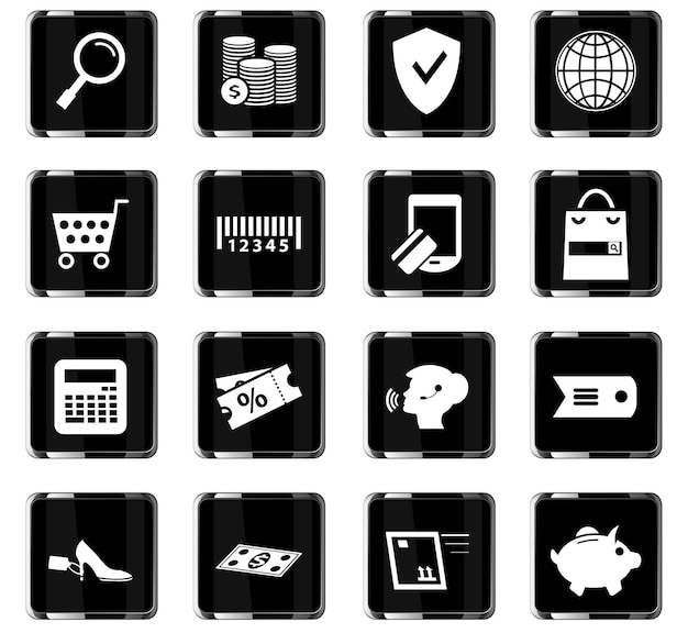 Iconos vectoriales de comercio electrónico para el diseño de la interfaz de usuario