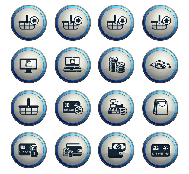 Iconos vectoriales de comercio electrónico para diseño web y de interfaz de usuario