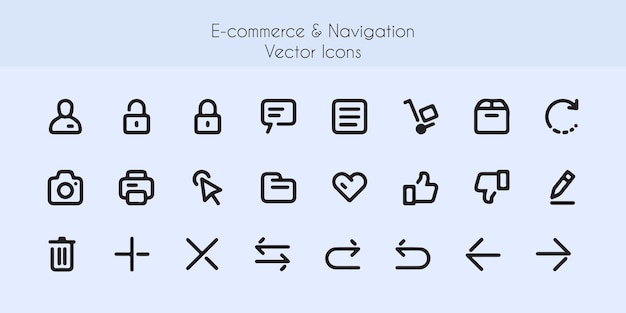 Iconos vectoriales de comercio electrónico y navegación