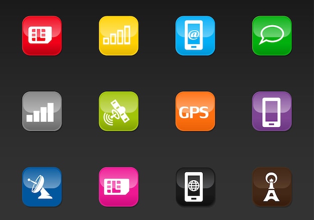 Iconos vectoriales de conexión móvil para el diseño de la interfaz de usuario