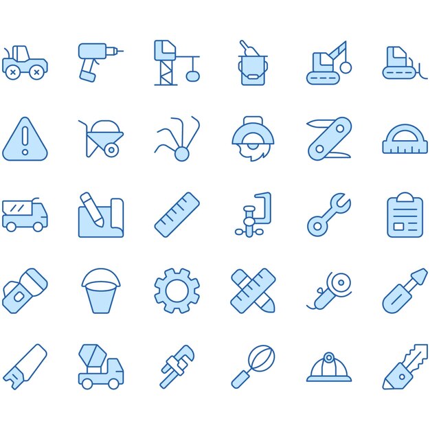 Iconos vectoriales de construcción de duotones
