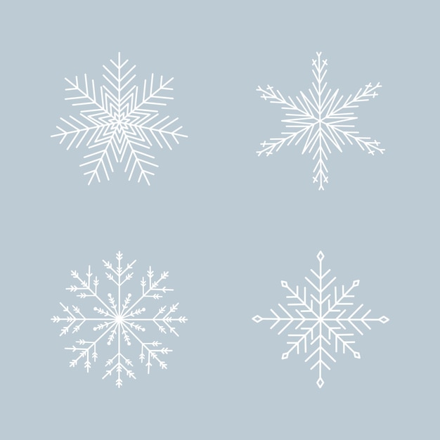 Iconos vectoriales de copos de nieve plantilla de copos de nieve copo de nieve forma diferente concepto de invierno vector