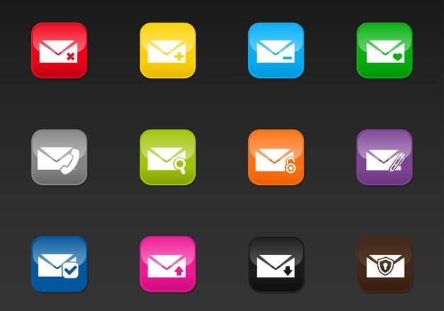 Iconos vectoriales de correo para el diseño de la interfaz de usuario