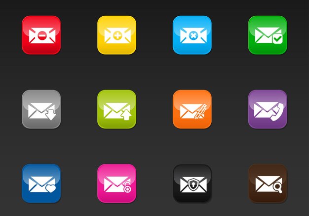 Iconos vectoriales de correo para el diseño de la interfaz de usuario