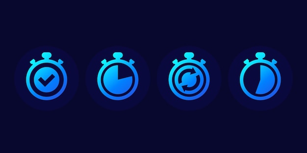 Iconos vectoriales de cronómetro, temporizador o cuenta regresiva