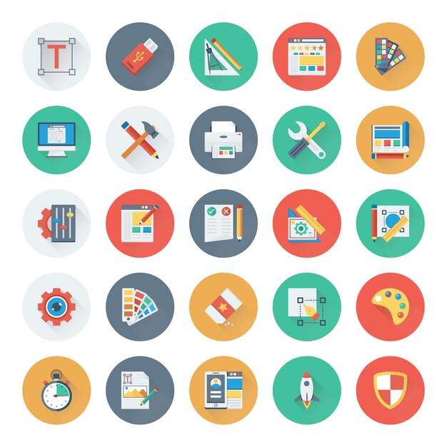 Iconos vectoriales de diseño y desarrollo web