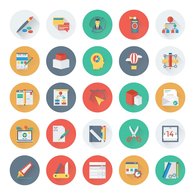 Iconos vectoriales de diseño y desarrollo web