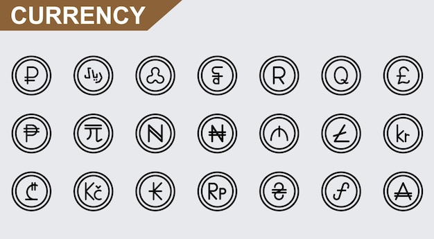 Iconos vectoriales de divisas sobre un fondo blanco