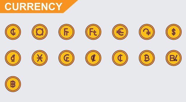 Iconos vectoriales de divisas sobre un fondo blanco