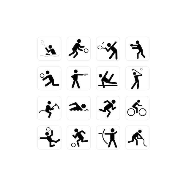 Iconos vectoriales de ejercicios deportivos conjunto de símbolos sólidos modernos colección de pictogramas de estilo lleno de señales