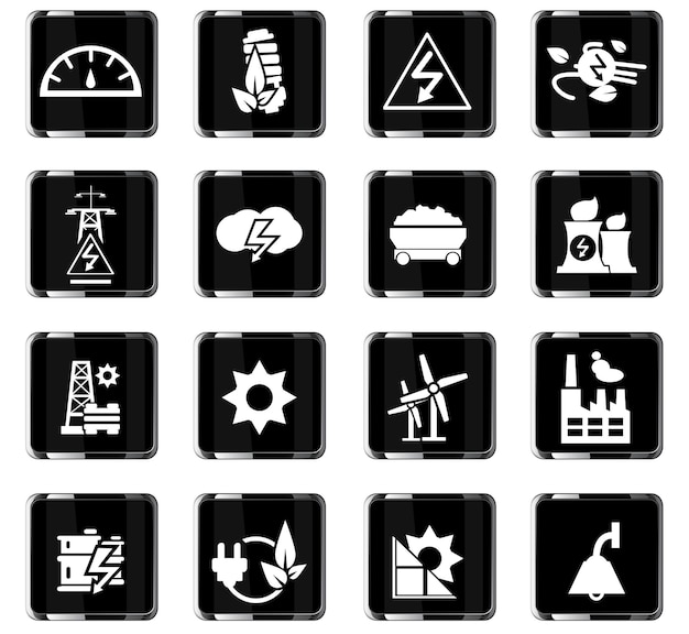 Iconos vectoriales de electricidad para el diseño de la interfaz de usuario