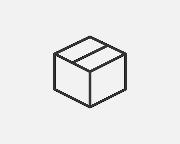Iconos vectoriales de embalaje de entrega Iconos de cajas de cartón de carga Signo de paquete de cartón a partir de formas geométricas de línea