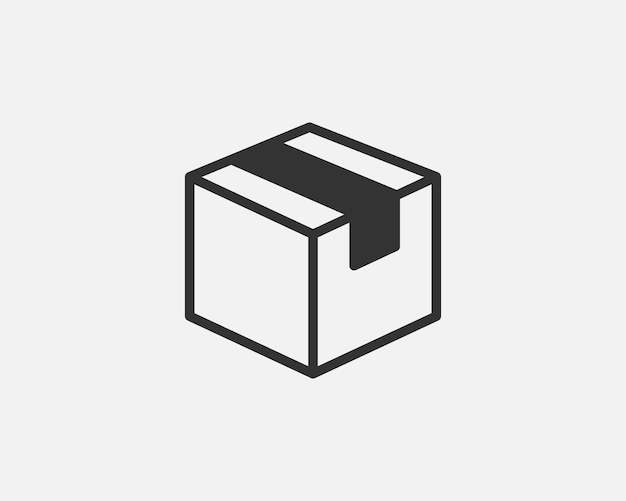 Iconos vectoriales de embalaje de entrega Iconos de cajas de cartón de carga Signo de paquete de cartón a partir de formas geométricas de línea