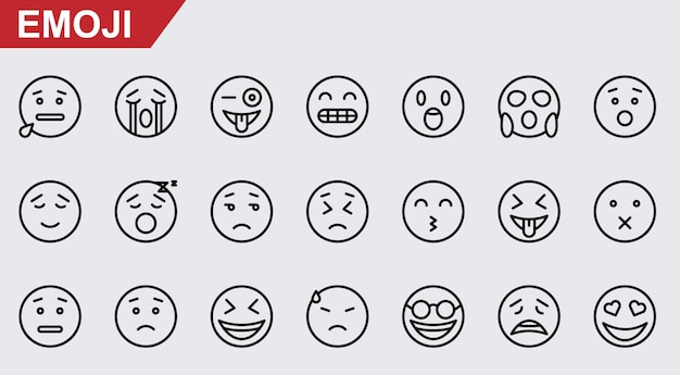 Iconos vectoriales de emoji sobre un fondo blanco