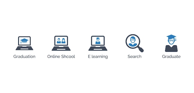 Iconos vectoriales de la escuela de educación 5