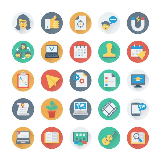 Iconos vectoriales de la escuela y la educación