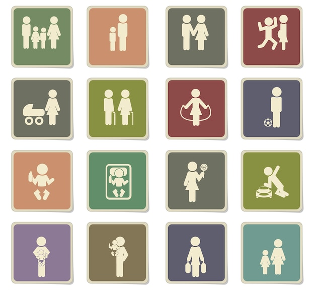 Vector iconos vectoriales familiares para el diseño de la interfaz de usuario