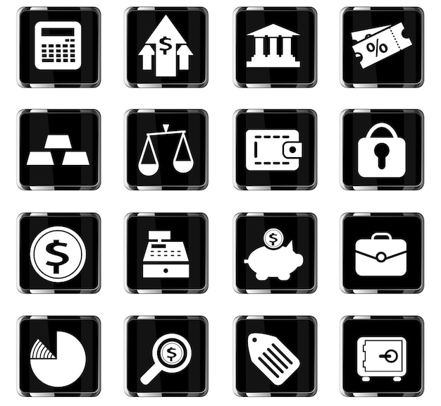 Iconos vectoriales de finanzas para el diseño de la interfaz de usuario