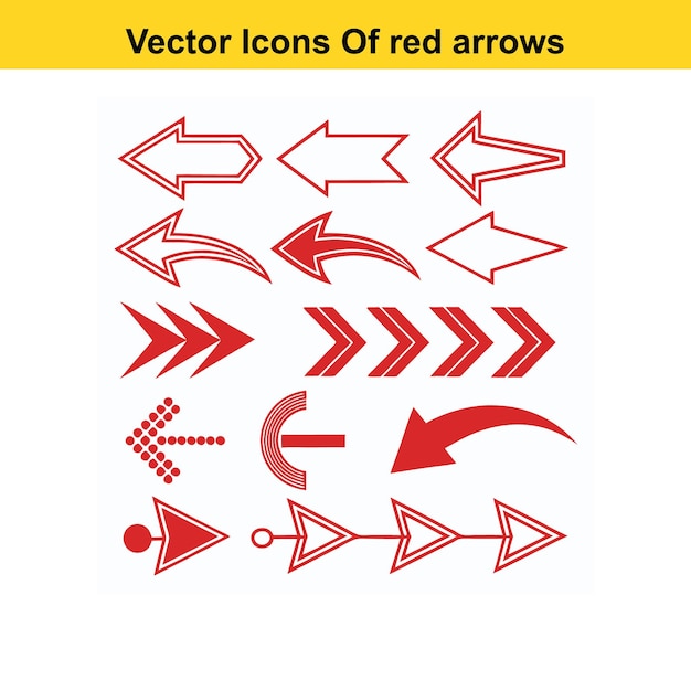 Iconos vectoriales de las flechas rojas
