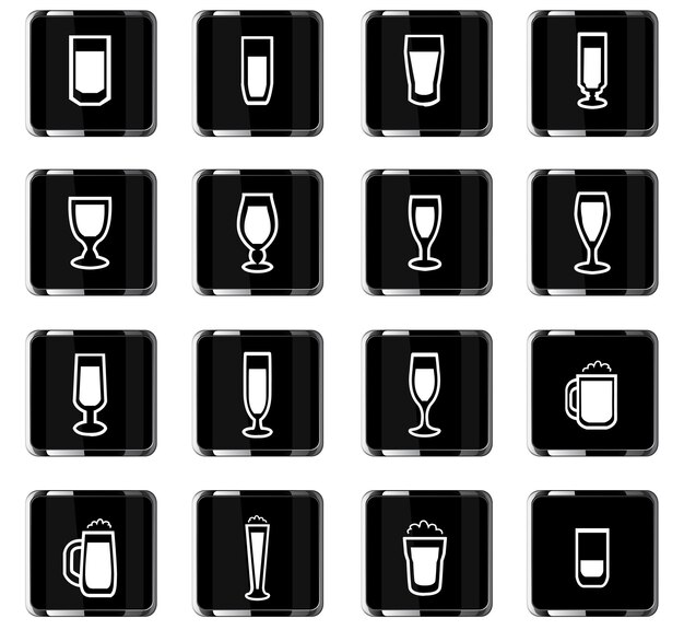 Iconos vectoriales de gafas para el diseño de la interfaz de usuario