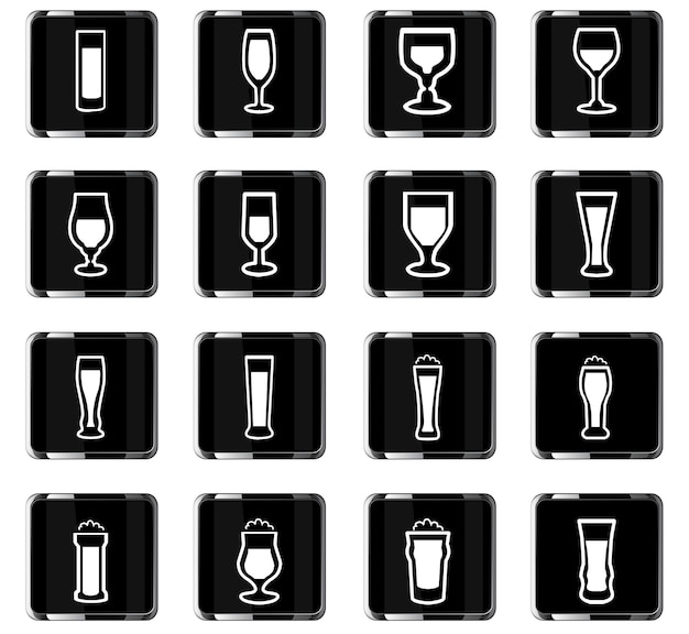 Iconos vectoriales de gafas para el diseño de la interfaz de usuario