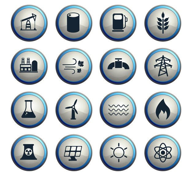 Vector iconos vectoriales de generación de energía para diseño web y de interfaz de usuario