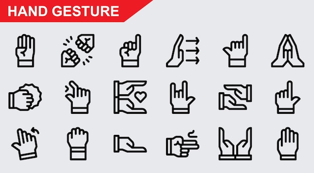 Iconos vectoriales de gestos de las manos sobre fondo blanco