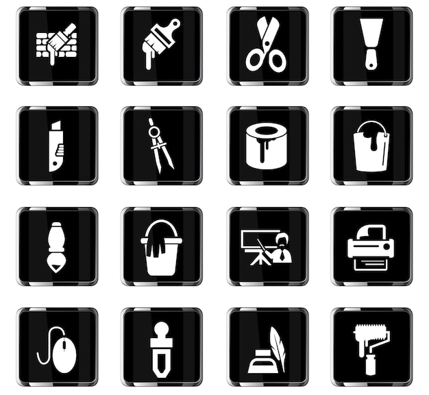Iconos vectoriales de herramientas de arte para el diseño de la interfaz de usuario