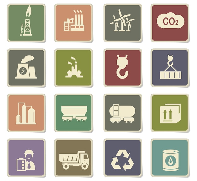 Iconos vectoriales de la industria para el diseño de la interfaz de usuario