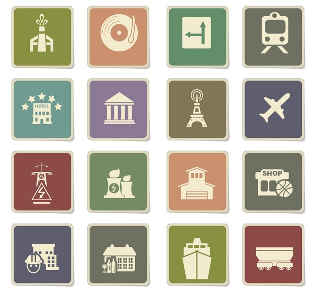 Vector iconos vectoriales de infraestructura para el diseño de la interfaz de usuario