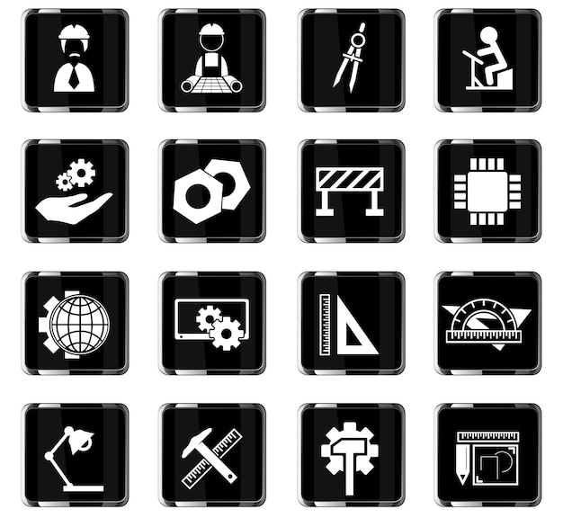 Iconos vectoriales de ingeniería para el diseño de la interfaz de usuario