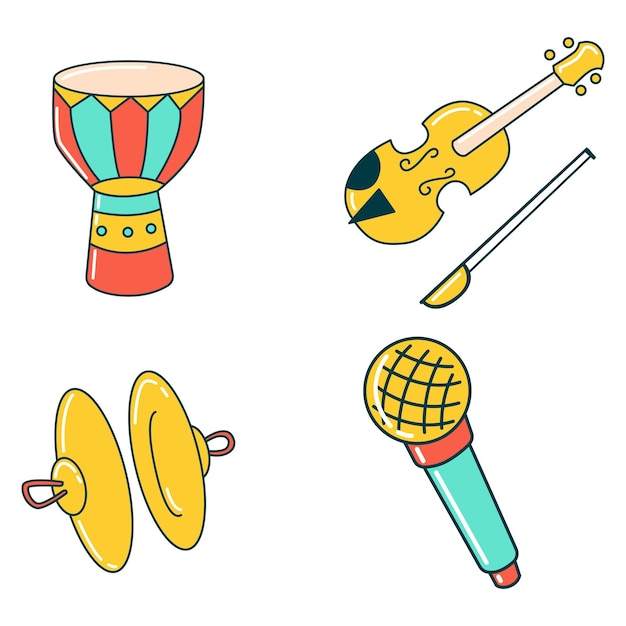 Iconos vectoriales de instrumentos musicales colección de instrumentación de entretenimiento