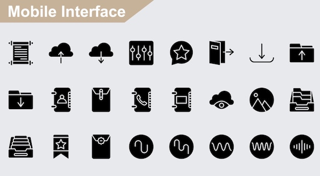 Iconos vectoriales de interfaz móvil sobre fondo blanco