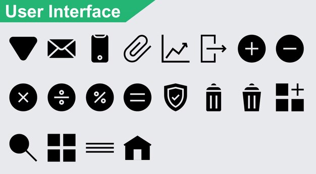 Iconos vectoriales de la interfaz de usuario sobre fondo blanco