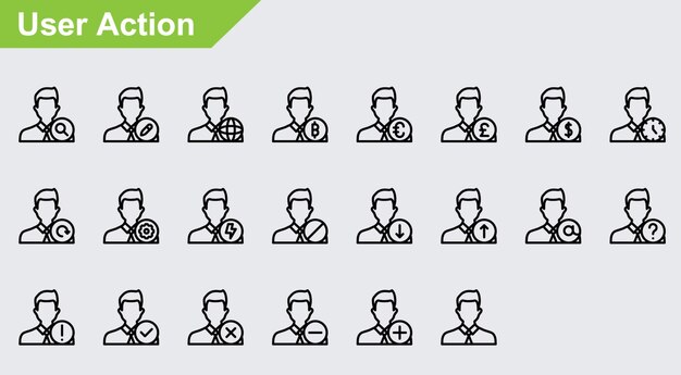 Iconos vectoriales de la interfaz de usuario sobre fondo blanco